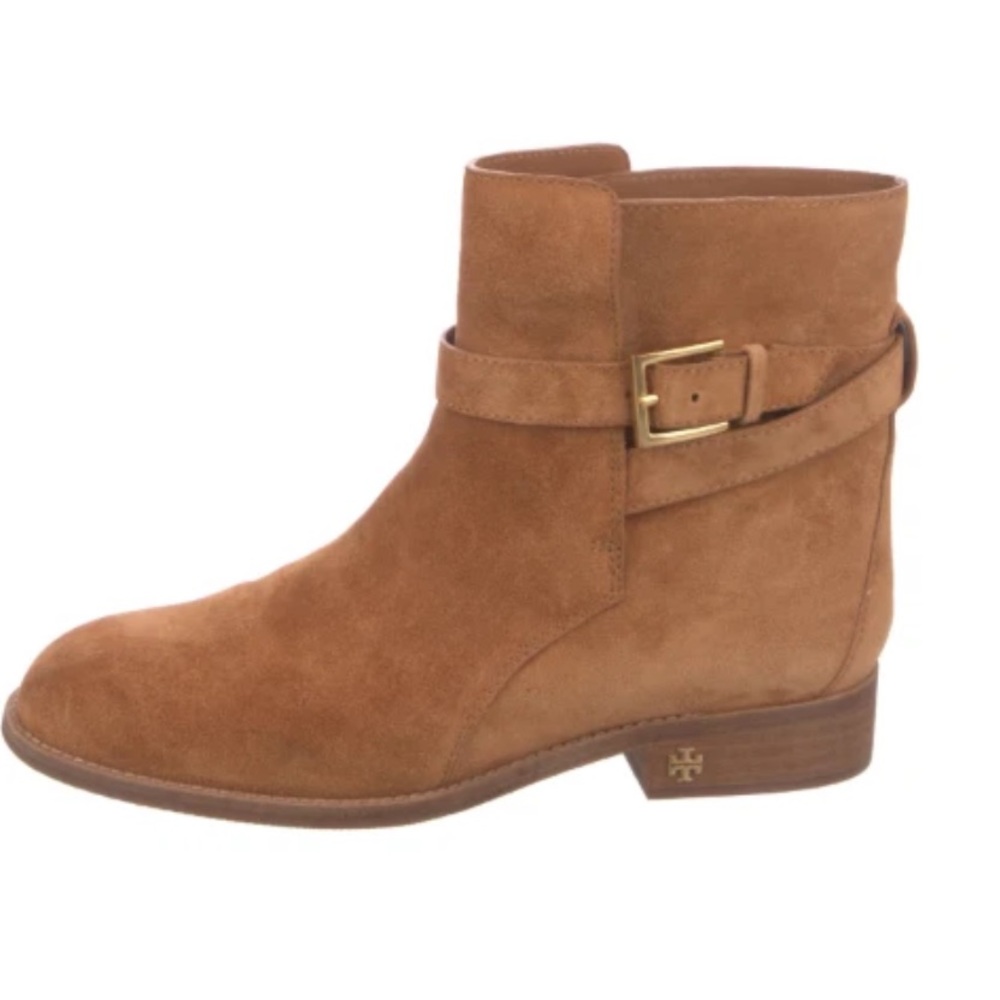 New Tory Burch Brooke Ankle Bootie Natural Suede Tan Riding Booties Women Size 8